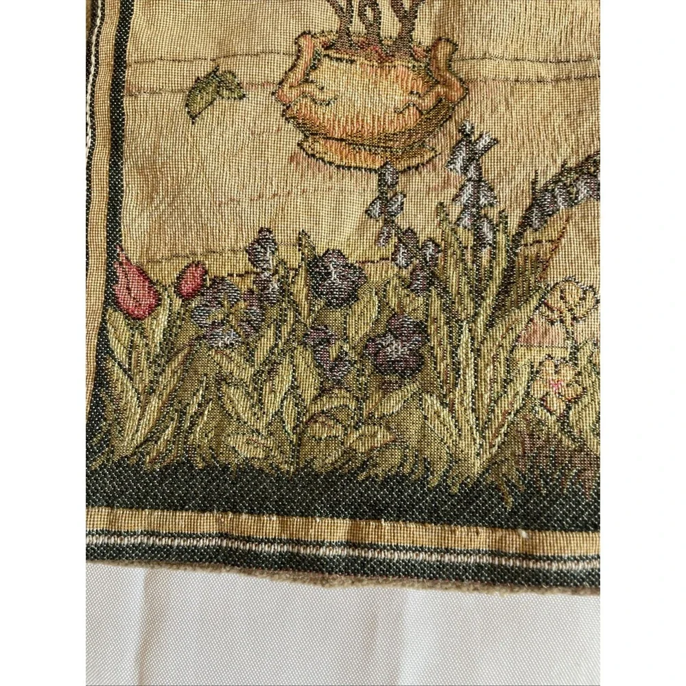 The Minstrel with Harp William Morris Floral Tapestry Wall Hanging 18 X 18 In